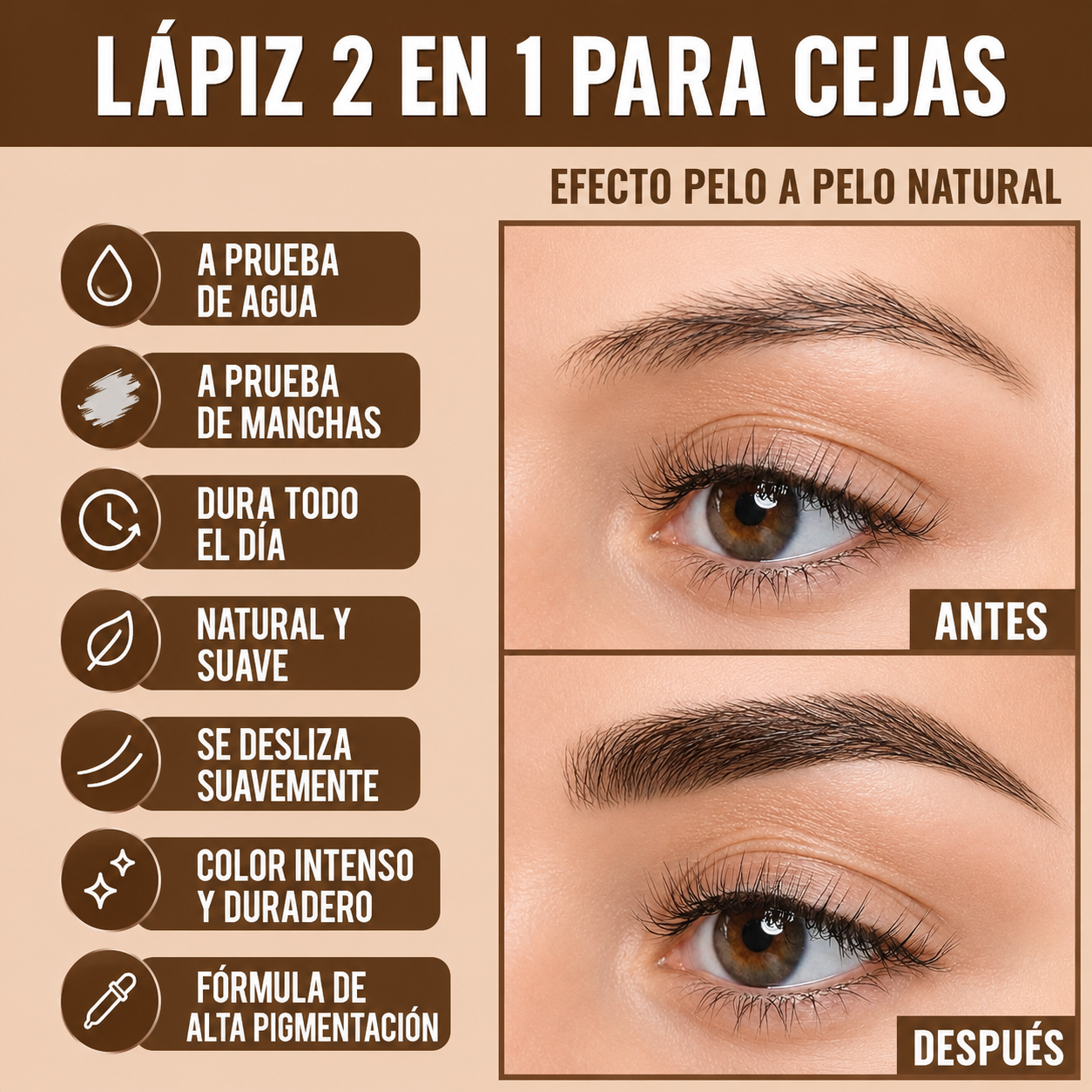 Lapiz para cejas 2 en 1