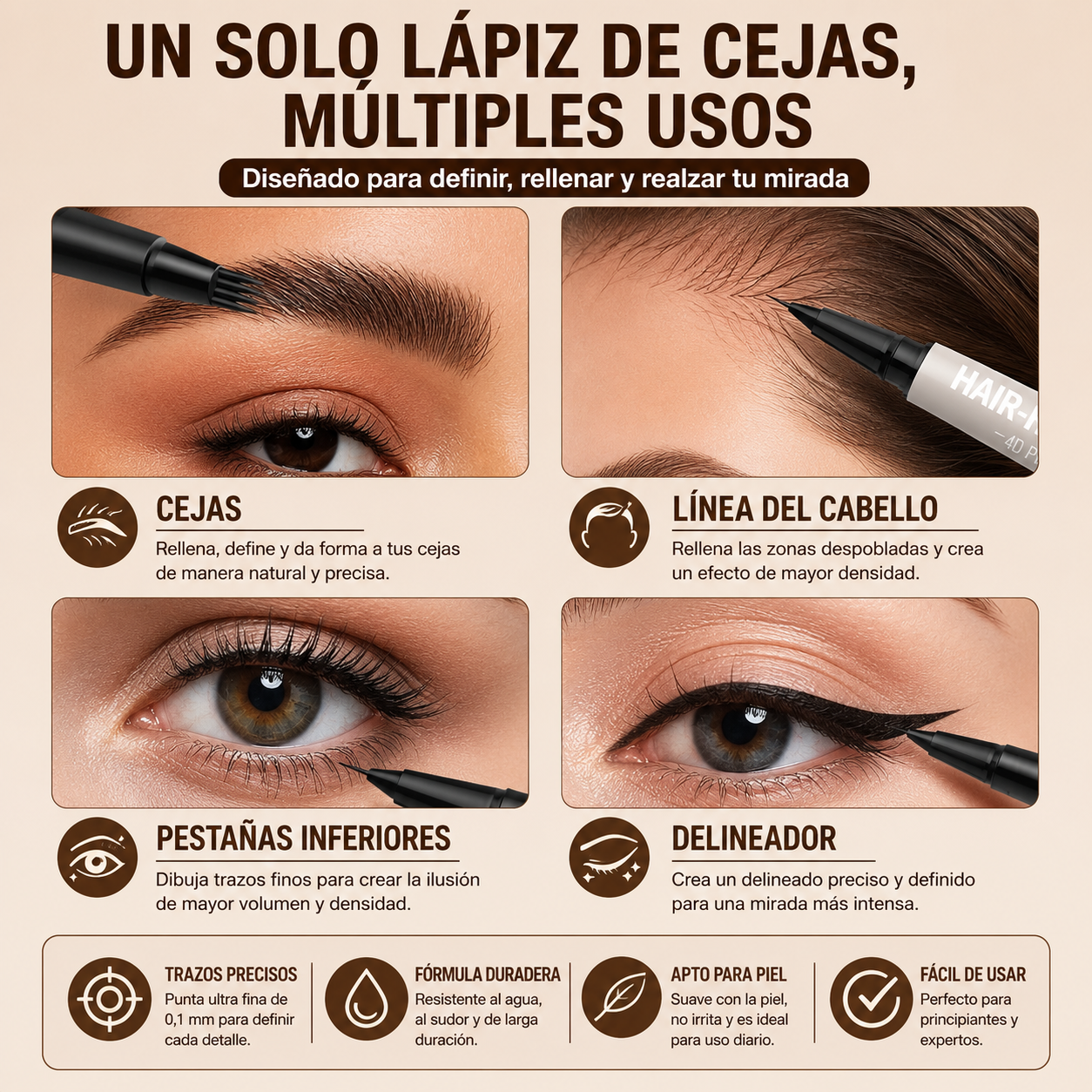 Lapiz para cejas 2 en 1
